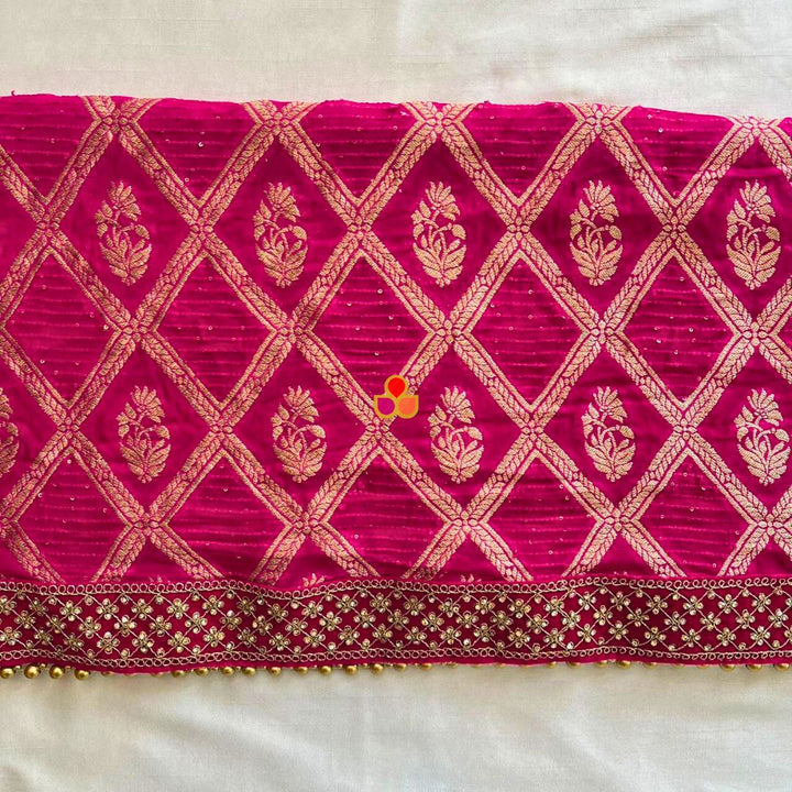 anokherang Dupattas Bridal Gulmohar Pink Embroidered Georgette Dupatta