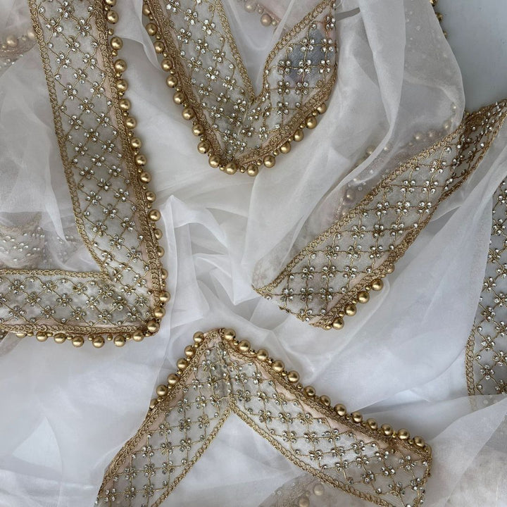 anokherang Dupattas Bridal Ivory Jewel Embroidered Organza Dupatta