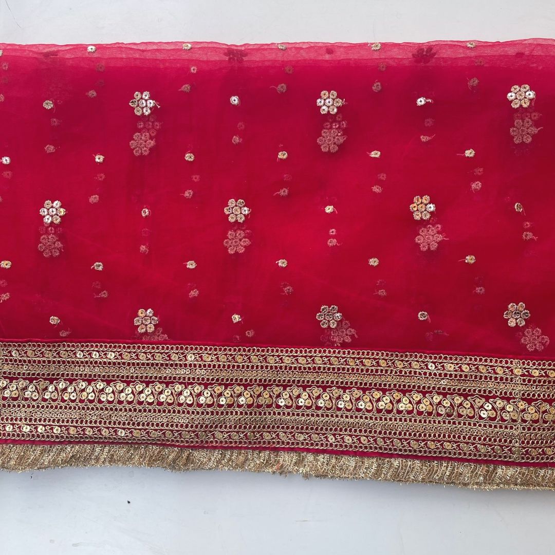 Bridal Khoobsurat Magenta Embroidered Sequin Net Dupatta – anokherang