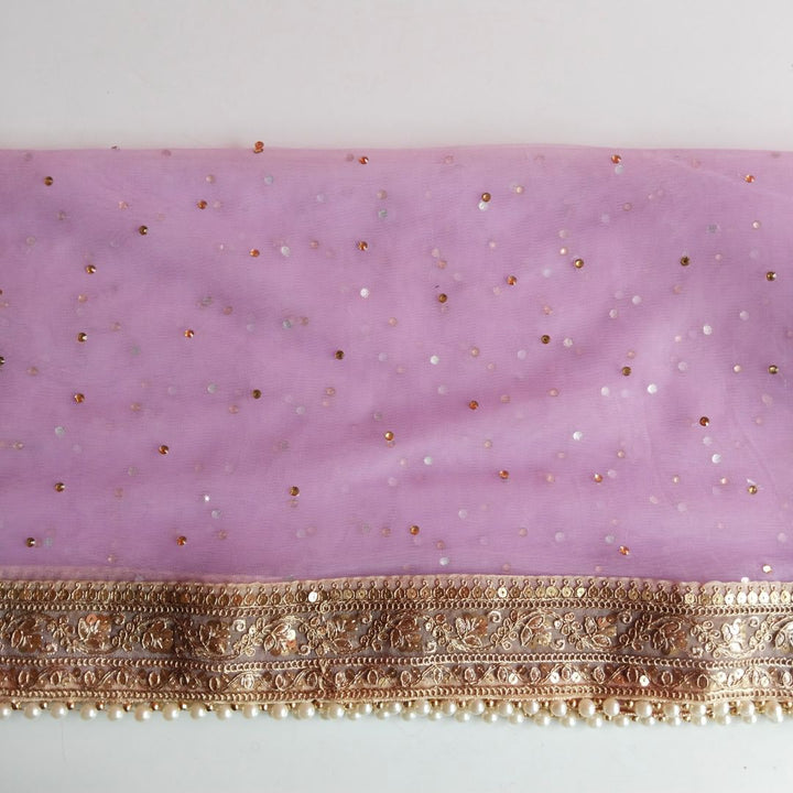 anokherang Dupattas Bridal Lavender Net Stone Pearl Embroidered Dupatta