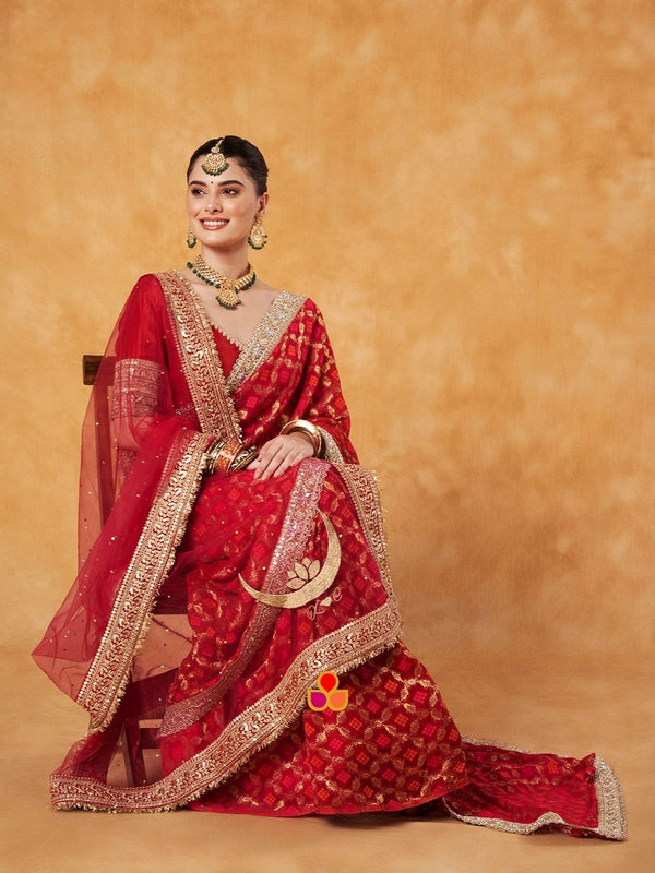 anokherang Dupattas Bridal Magenta Chaandni Zari Embroidered Net Dupatta (Name, Hashtags, Date, Message to your loved one etc.) up to 12 characters
