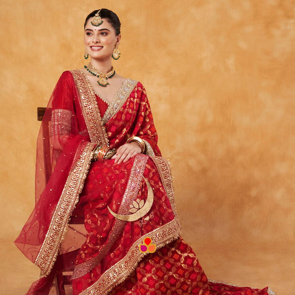 anokherang Dupattas Bridal Magenta Chaandni Zari Embroidered Net Dupatta (Name, Hashtags, Date, Message to your loved one etc.) up to 12 characters
