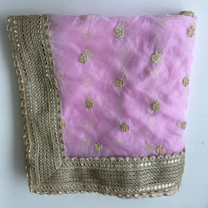 anokherang Dupattas Bridal Mauve Bloom Embroidered Organza Dupatta