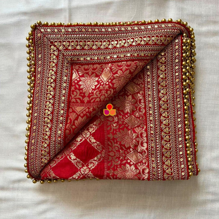 anokherang Dupattas Bridal Meera Red Georgette Banarsi Embroidered Dupatta