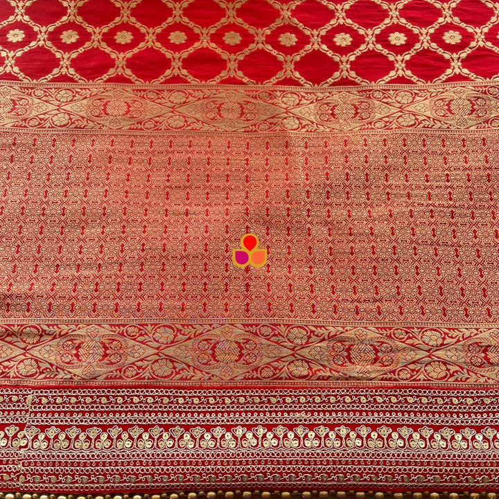 anokherang Dupattas Bridal Meera Red Silk Banarsi Embroidered Dupatta