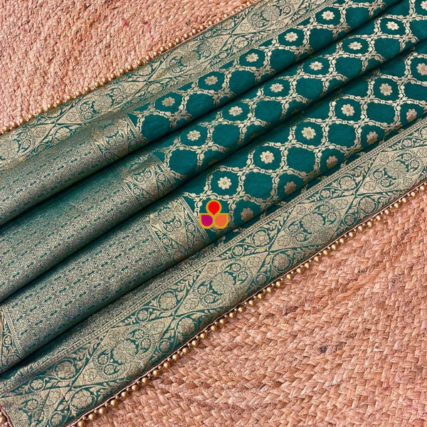 anokherang Dupattas Bridal Meera Teal Green Georgette Banarsi Embroidered Dupatta