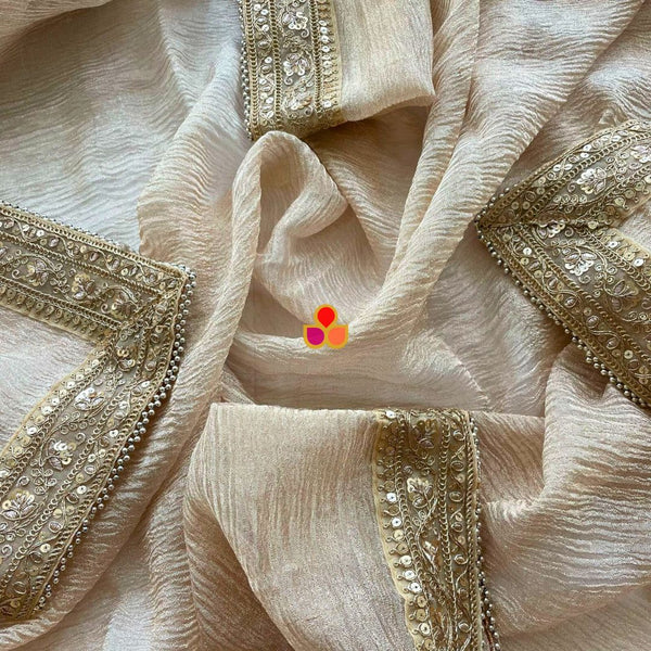 anokherang Dupattas Bridal Noor Gold Crushed Organza Dupatta