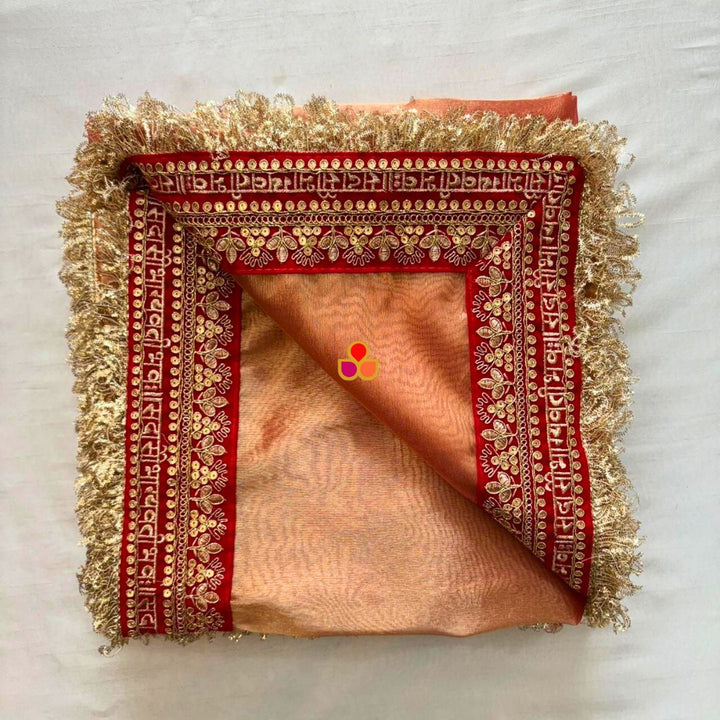 anokherang Dupattas Bridal Peaches Rust Saubhagyavati Embroidered Tissue Organza Dupatta