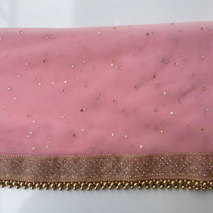 anokherang Dupattas Bridal Pink Jewel Embroidered Stone Net Dupatta