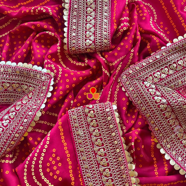 anokherang Dupattas Bridal Pink Kareena Royale Bandhani Silk Dupatta