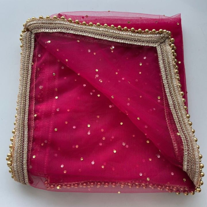 anokherang Dupattas Bridal Pink Net Stone Dupatta