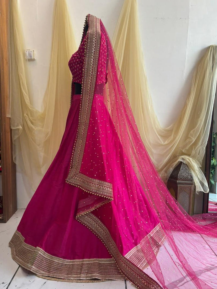 anokherang Dupattas Bridal Pink Veil Queen Net Stone Embroidered Veil