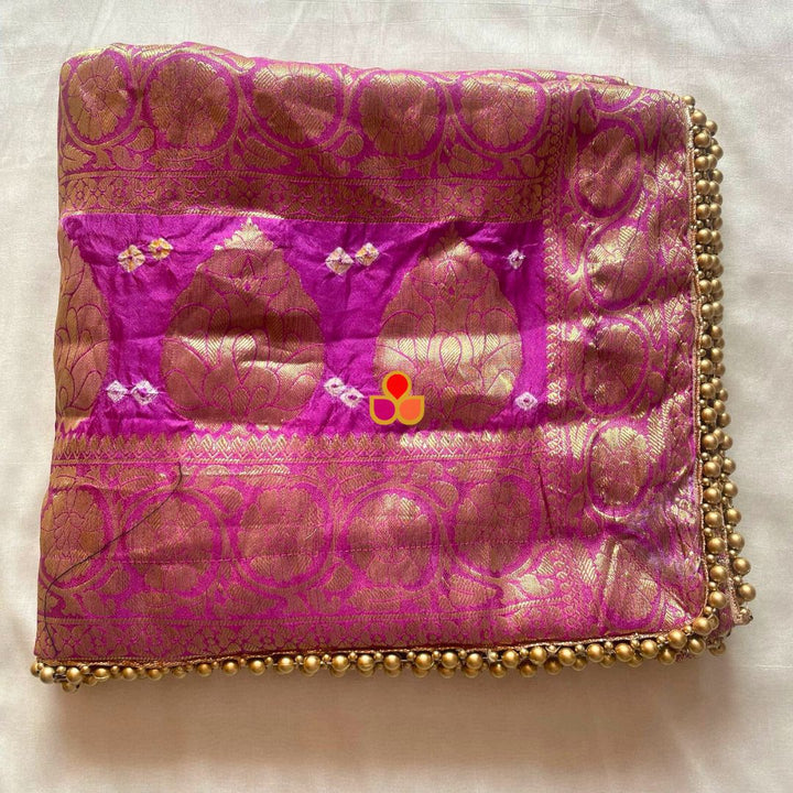 anokherang Dupattas Bridal Purple Bandhej Dupatta