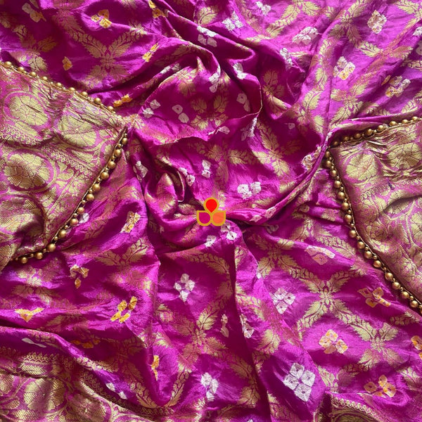 anokherang Dupattas Bridal Purple Bandhej Dupatta