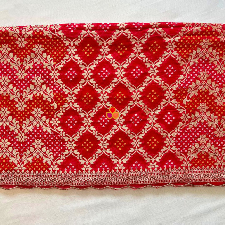 anokherang Dupattas Bridal Rang-e-Bahaar Red Georgette Banarsi Dupatta