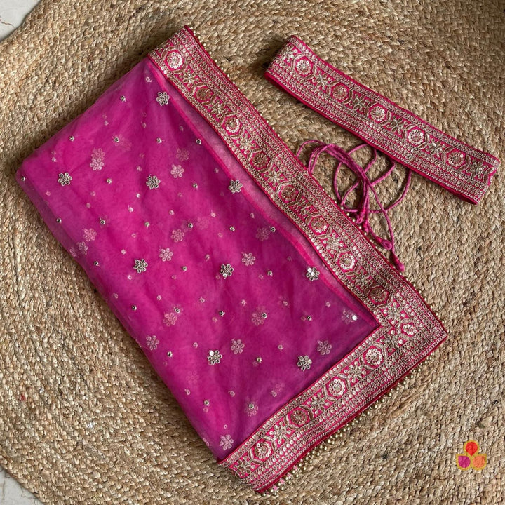 anokherang Dupattas Bridal Red Royale Georgette Banarasi Dupatta with Waist Belt (Copy)