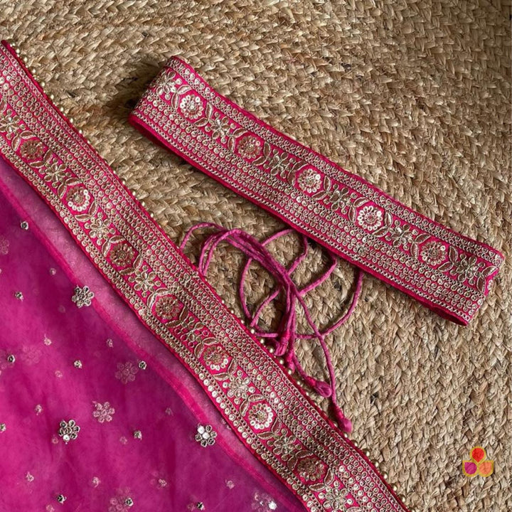 anokherang Dupattas Bridal Red Royale Georgette Banarasi Dupatta with Waist Belt (Copy)
