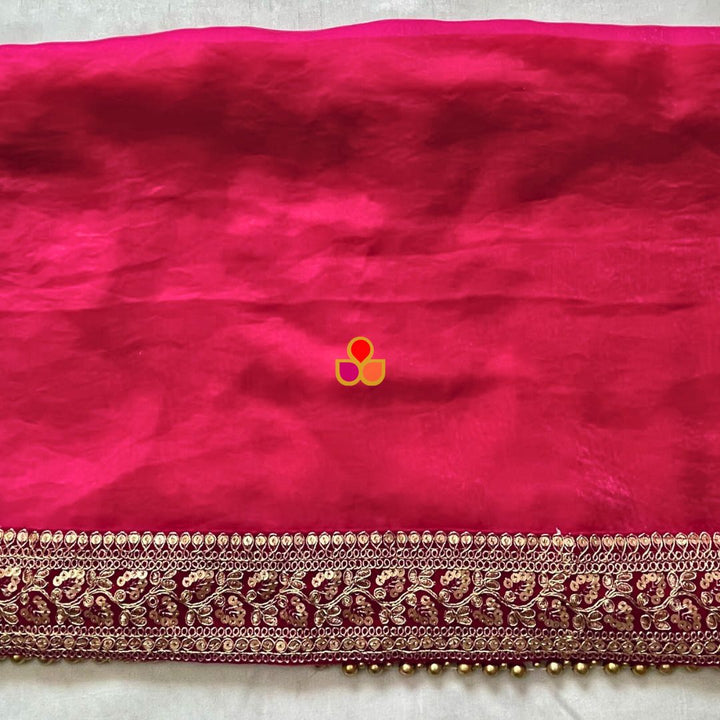 anokherang Dupattas Bridal Ruby Magenta Tissue Organza Dupatta