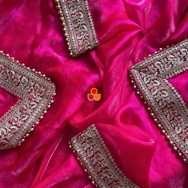 anokherang Dupattas Bridal Ruby Magenta Tissue Organza Dupatta