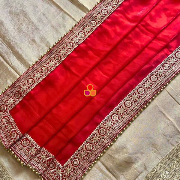 anokherang Dupattas Bridal Ruby Red Tissue Organza Dupatta