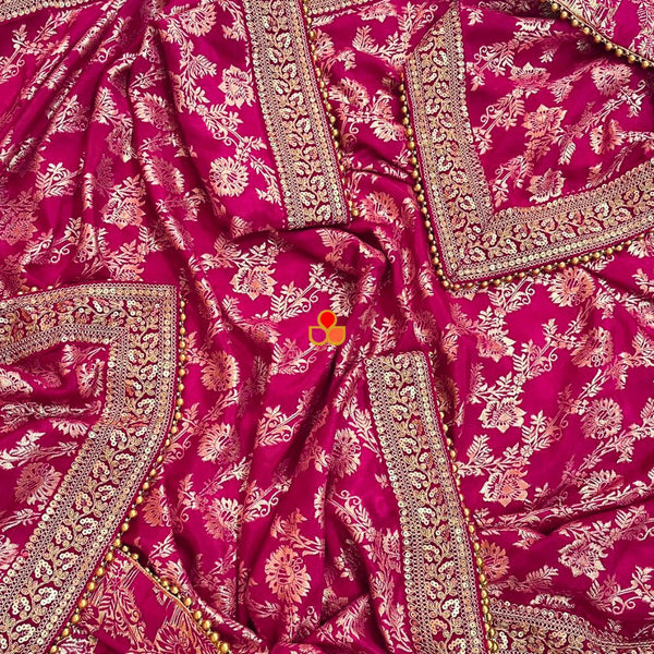 anokherang Dupattas Bridal Ruhani Pink Banarasi Silk Dupatta