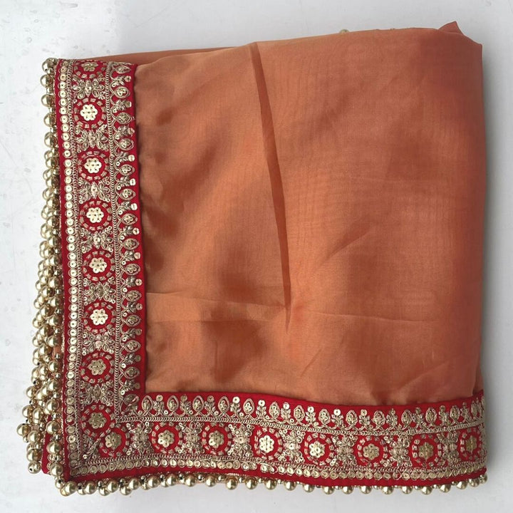 anokherang Dupattas Bridal Saawariya Peach Organza Dupatta