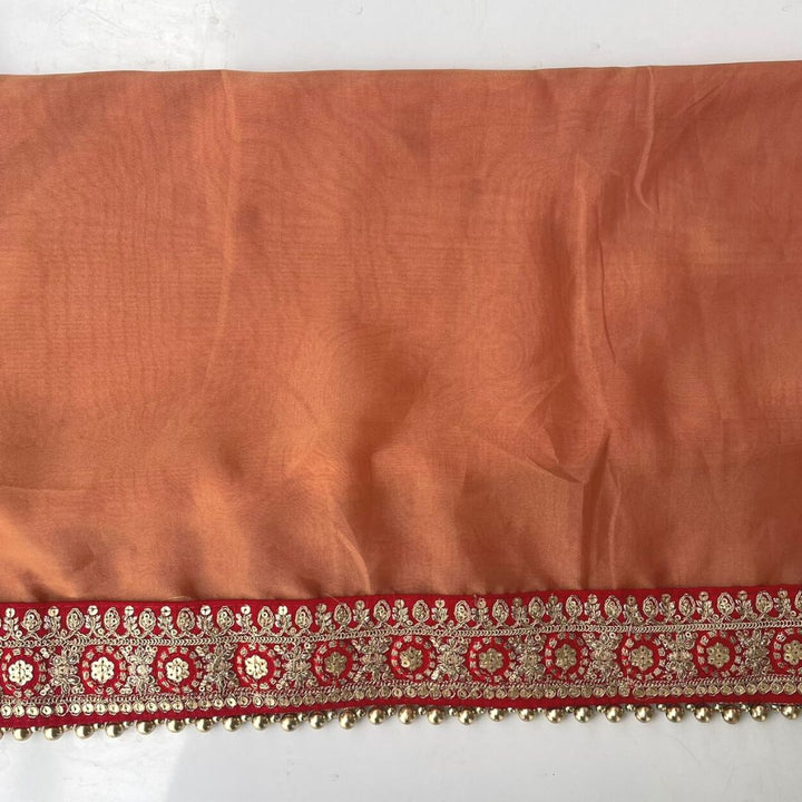 anokherang Dupattas Bridal Saawariya Peach Organza Dupatta