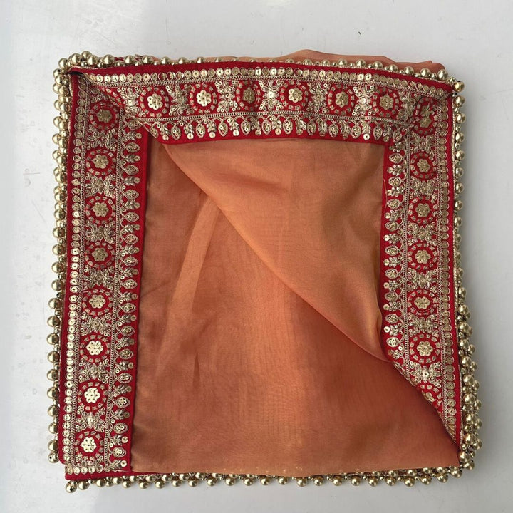 anokherang Dupattas Bridal Saawariya Peach Organza Dupatta
