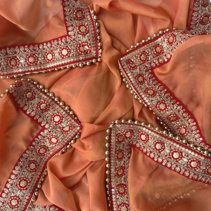 anokherang Dupattas Bridal Saawariya Peach Organza Dupatta