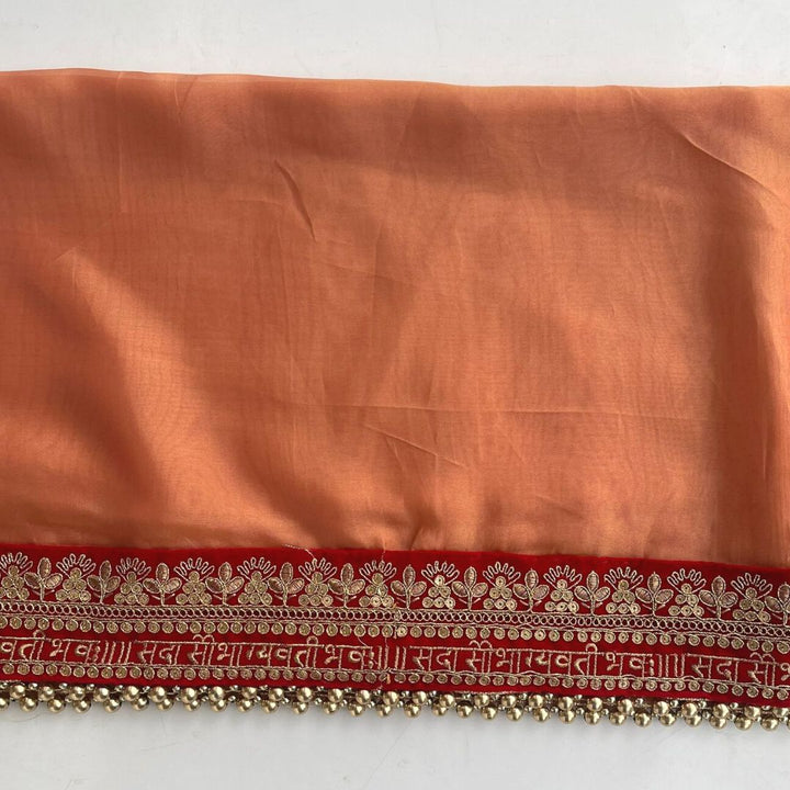 anokherang Dupattas Bridal Saawariya Peach Saubhagyavati Organza Dupatta