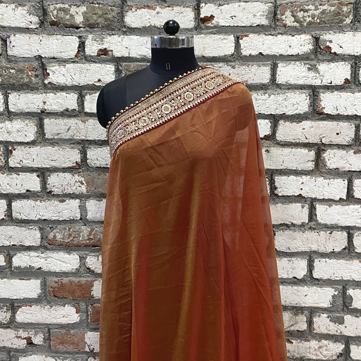 anokherang Dupattas Bridal Saawariya Rust Tissue Organza Dupatta