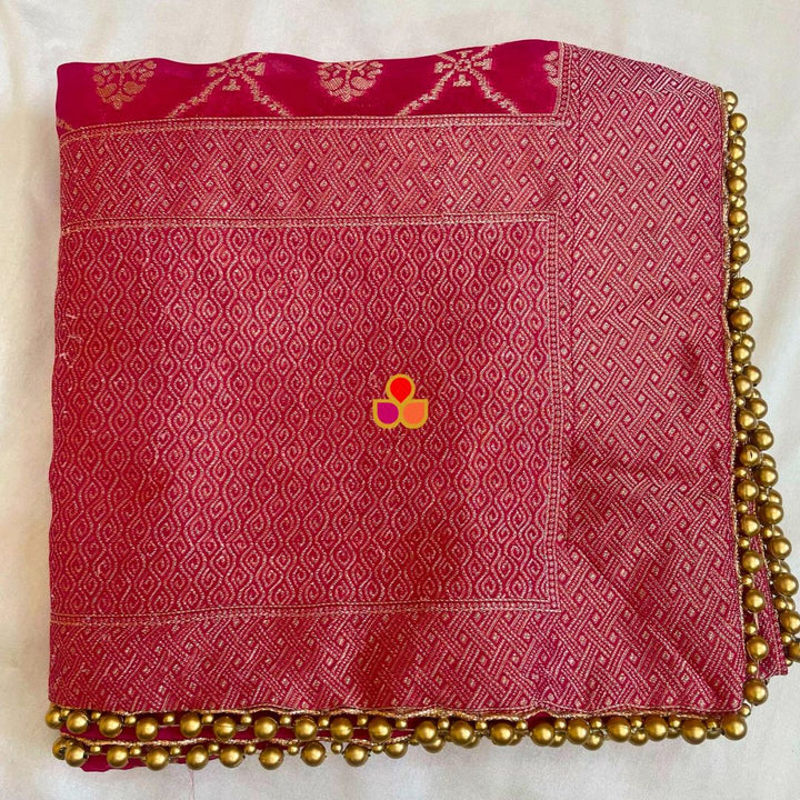 anokherang Dupattas Bridal Saba Pink Organza Banarsi Embroidered Dupatta