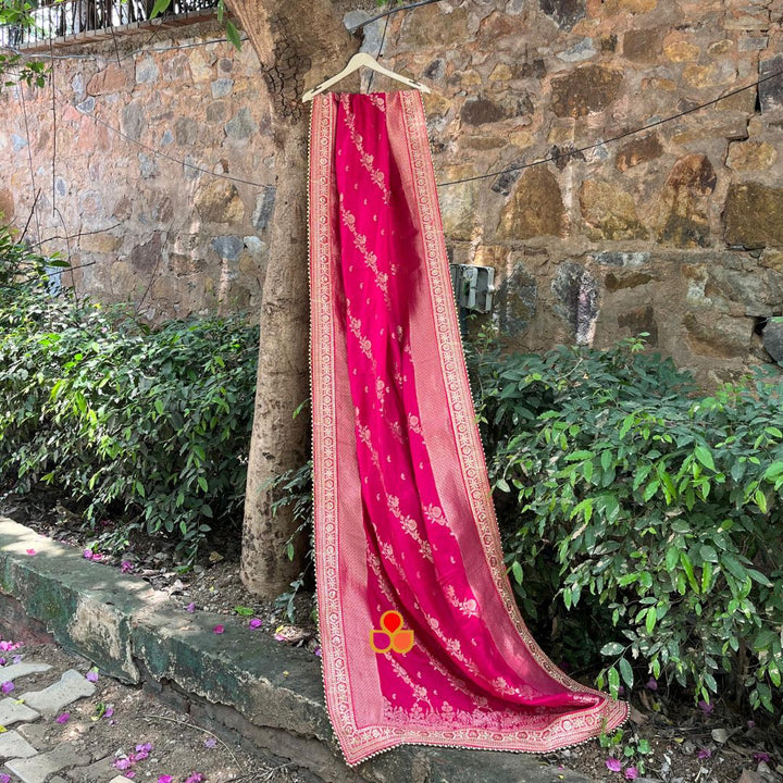 anokherang Dupattas Bridal Sargam Pink Silk Embroidered Dupatta