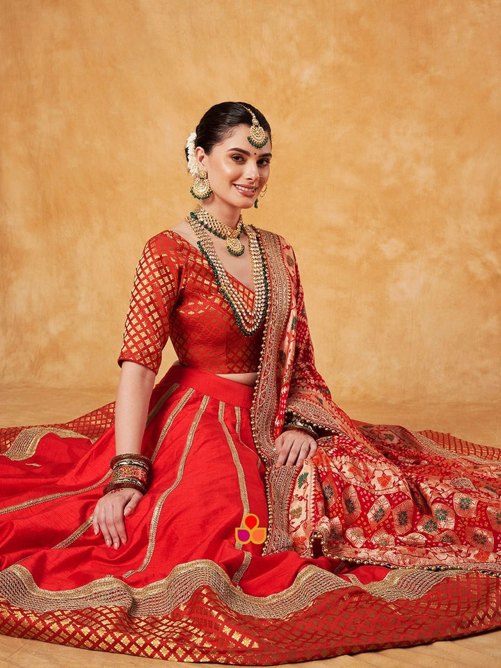 anokherang Dupattas Bridal Sargam Red Silk Banarsi Embroidered Dupatta