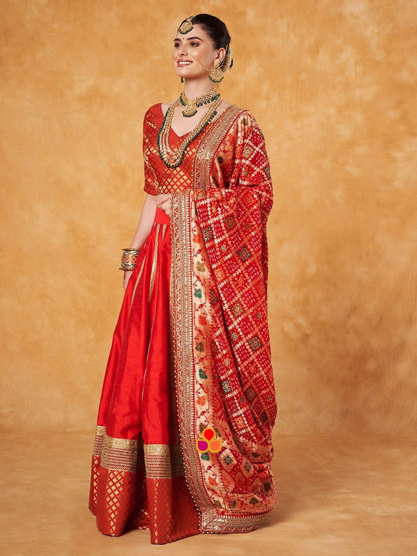 anokherang Dupattas Bridal Sargam Red Silk Banarsi Embroidered Dupatta