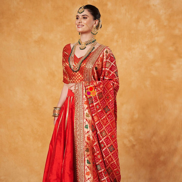 anokherang Dupattas Bridal Sargam Red Silk Banarsi Embroidered Dupatta