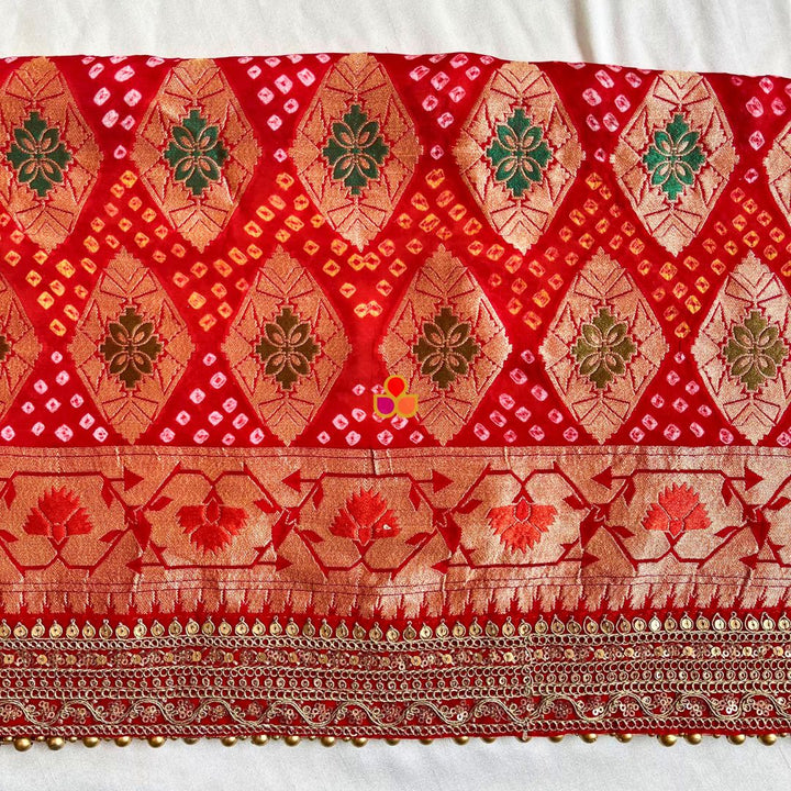 anokherang Dupattas Bridal Sargam Red Silk Banarsi Embroidered Dupatta