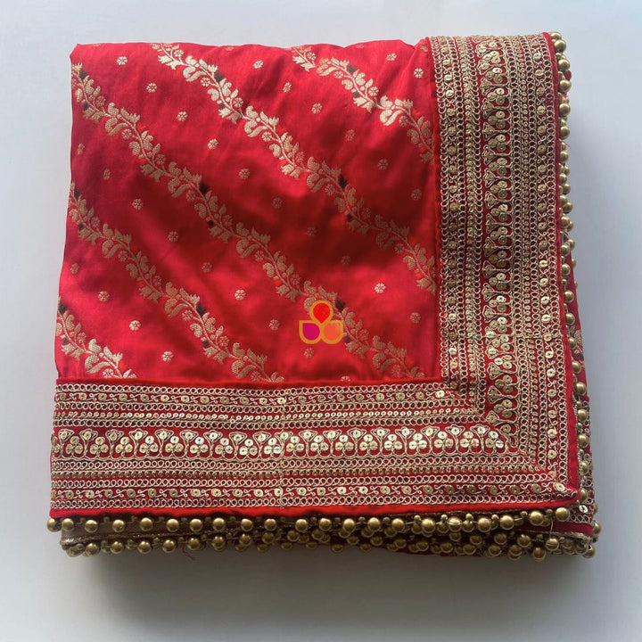 anokherang Dupattas Bridal Sargam Red Silk Banarsi Embroidered Dupatta