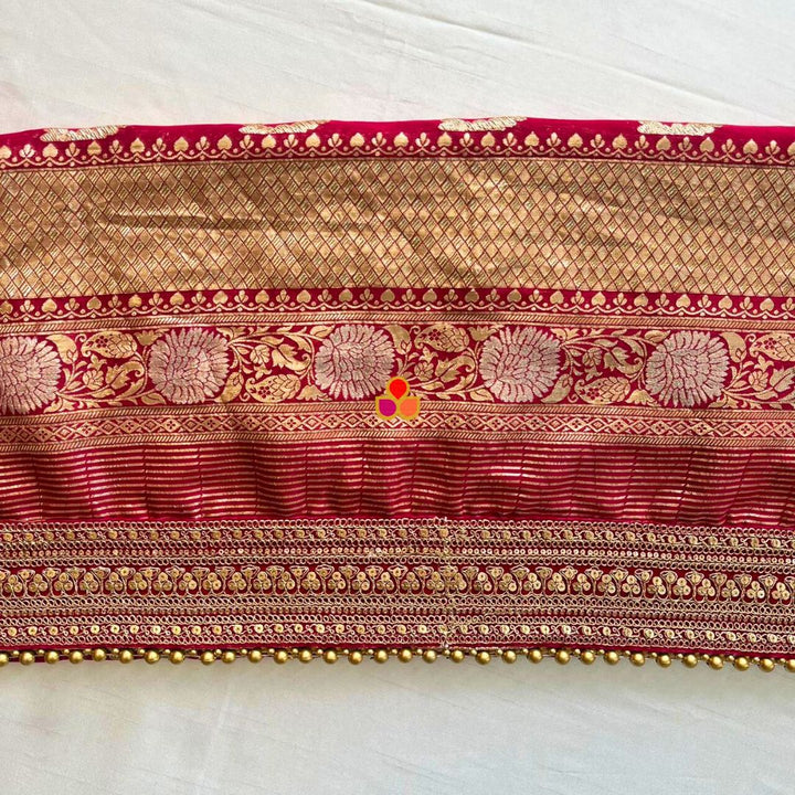 anokherang Dupattas Bridal Shubh Magenta Georgette Banarsi Embroidered Dupatta