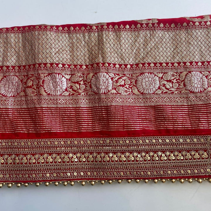 anokherang Dupattas Bridal Shubh Red Silk Banarsi Embroidered Dupatta