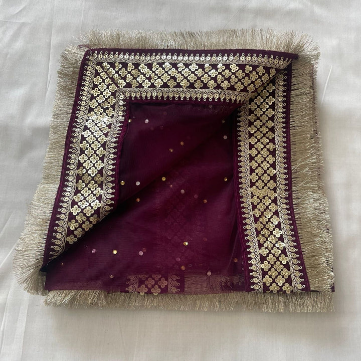 anokherang Dupattas Bridal Wine Net stone Fringe Dupatta