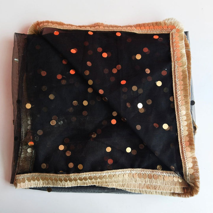anokherang Dupattas Brighten Black Net Fringe Dupatta