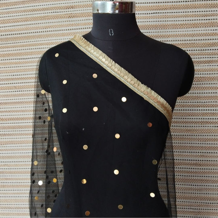 anokherang Dupattas Brighten Black Net Fringe Dupatta