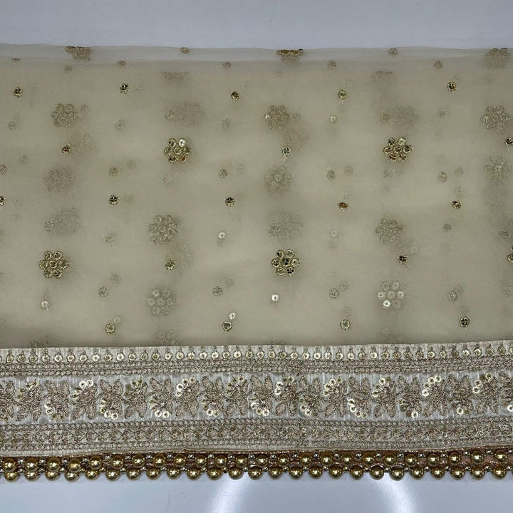 anokherang Dupattas Copy of Bridal Noor Ivory Zari Embroidered Net Stone Dupatta