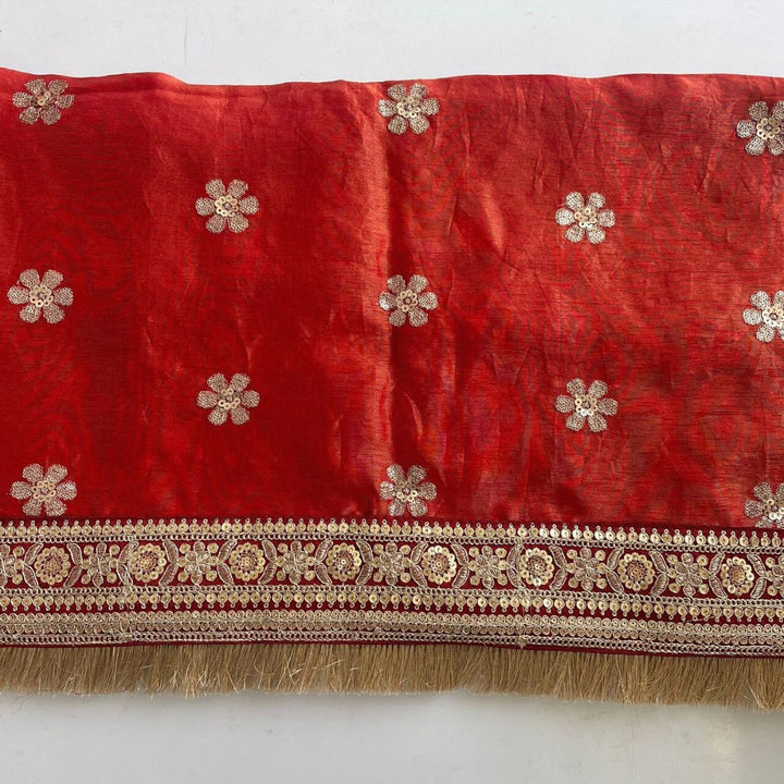anokherang Dupattas Copy of Bridal Pakeeza Red Sequin Embroidered Organza Dupatta