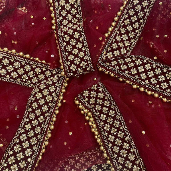 anokherang Dupattas Copy of Bridal Red Jewel Embroidered Sequin Net Dupatta