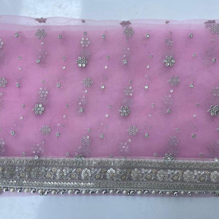 anokherang Dupattas Copy of Bridal Tara Blue Zari Embroidered Net Sequin Dupatta