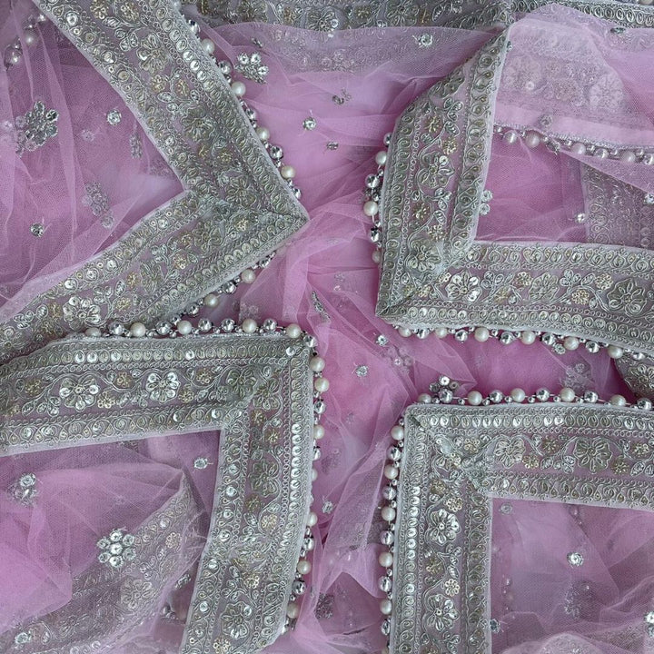 anokherang Dupattas Copy of Bridal Tara Blue Zari Embroidered Net Sequin Dupatta