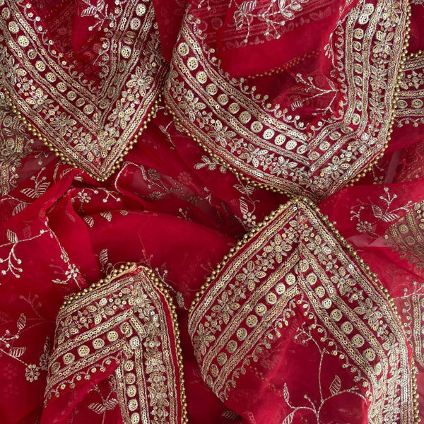 anokherang Dupattas Copy of Peach Shimmer Zari Embroidered Net Dupatta