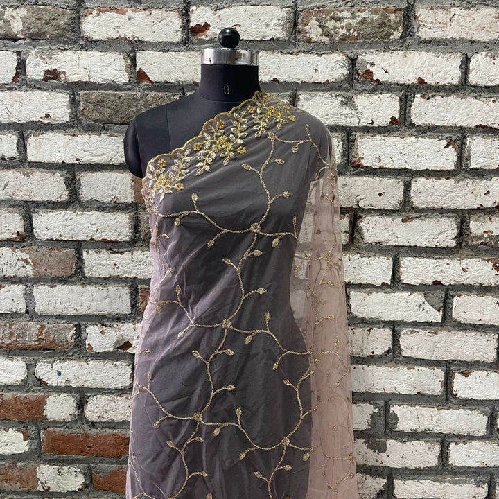 anokherang Dupattas Copy of Regal Wine Sequin And Thread Embroidered Organza Dupatta